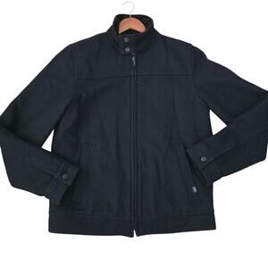 Abercrombie & Fitch Men’s Wool Coat Jacket L Navy Blue Quilted Classic Preppy